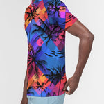 Tropical Sunset Palms Men's Slim Fit Short Sleeve Polo