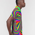 Neon Pour Rainbow Swirl Men's Slim Fit Short Sleeve Polo