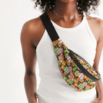 Retro Hippie Mushrooms Crossbody Sling Bag