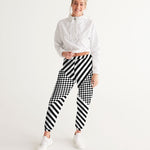 Black & White Checkered Zebra Striped Festival Women's Track Pants - Mind Gone