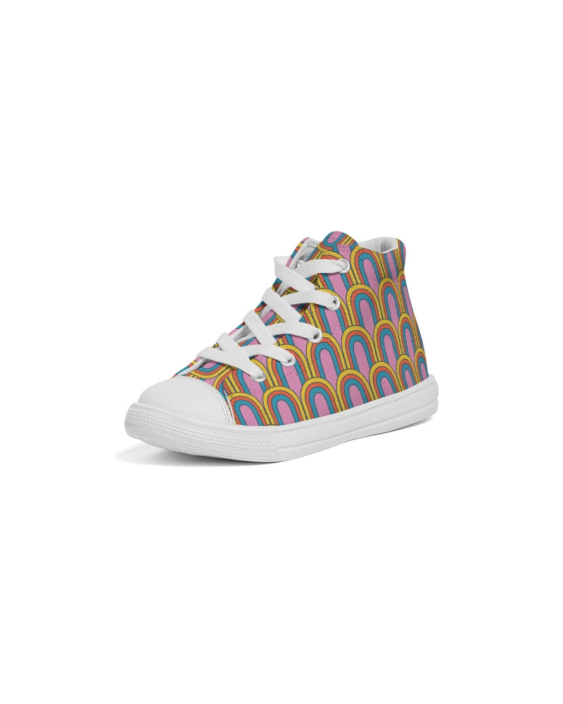 Groovy Summer Rainbows Kids Hightop Canvas Shoes