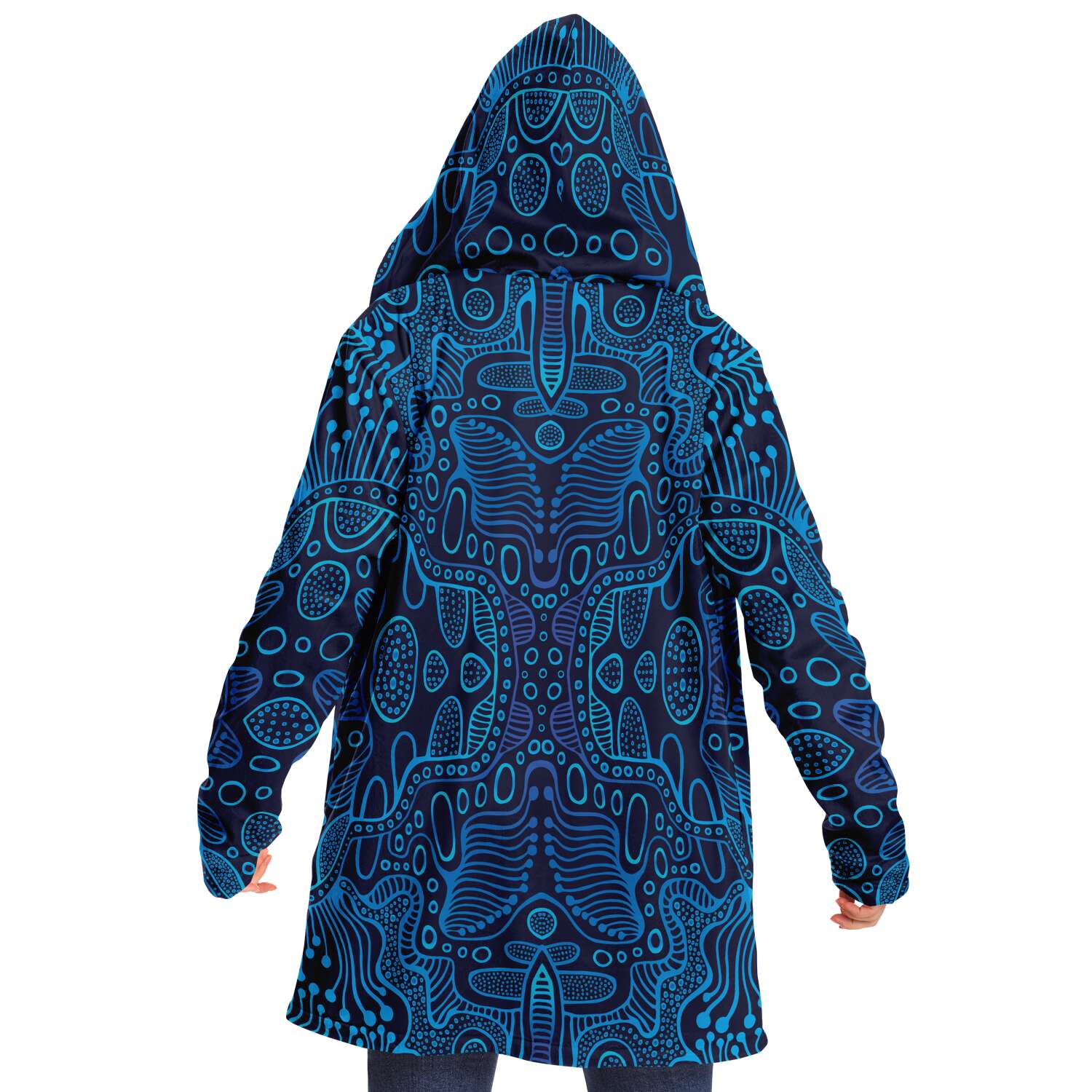 Electric Blue Hooded Festival Cloak