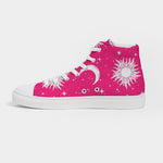 Pink Celestial Sun & Moon Women's Hightop Canvas Shoes