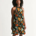 Summer Tropical Pattern Women's Halter Dress