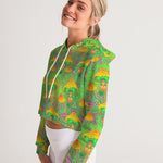 Psychedelic Green Magic Mushrooms Women's Cropped Hoodie