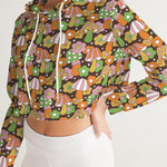 Retro Hippie Mushrooms Women's Cropped Hoodie