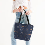 Esoteric Moon Phases Alchemy Stars Canvas Zip Tote