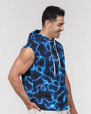 Electric Blue Lightning Men's Premium Heavyweight Sleeveless Hoodie