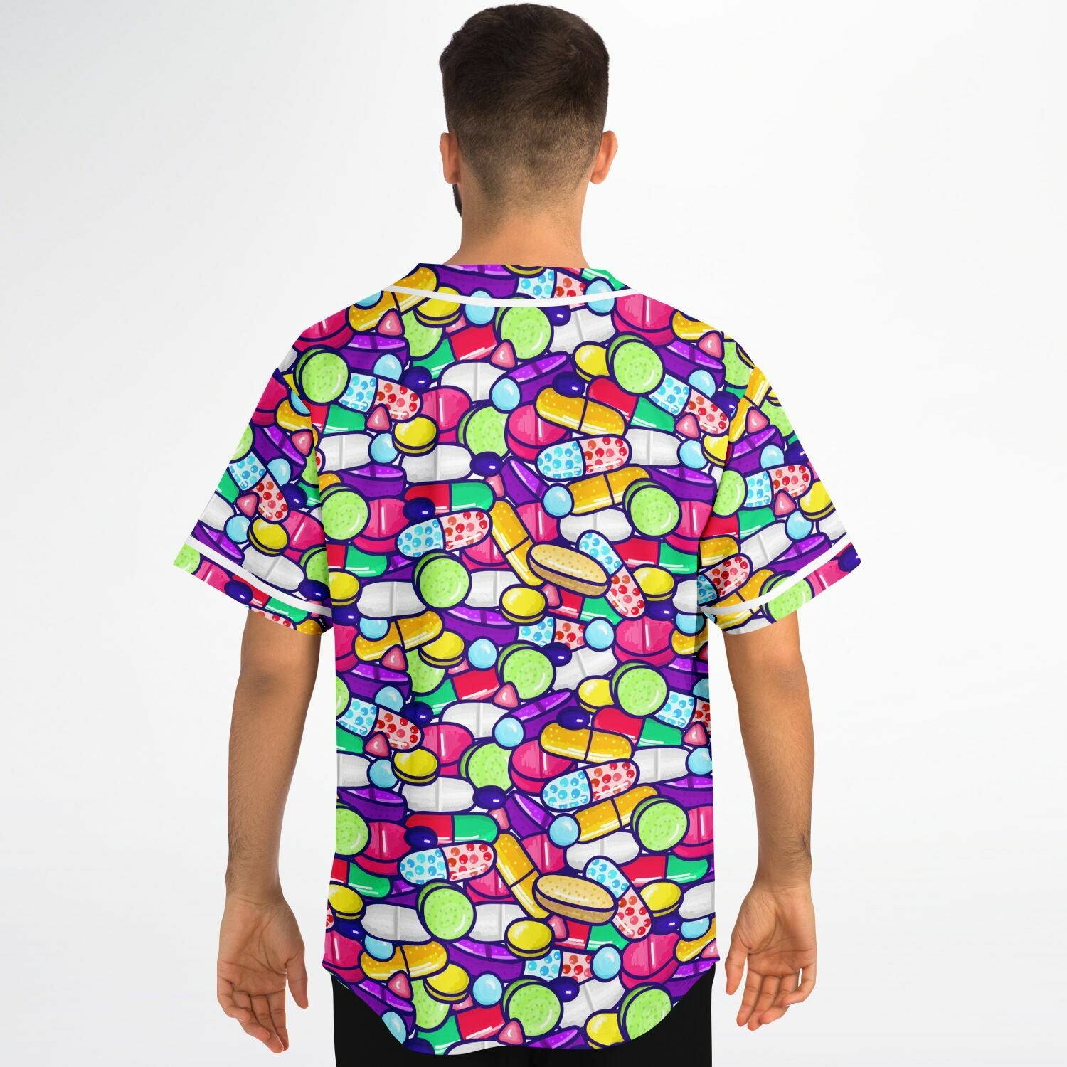 Trippy Colorful Pills EDM Baseball Jersey