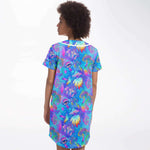 Blue Psychedelic Magic Mushrooms Female Festival Jersey Dress