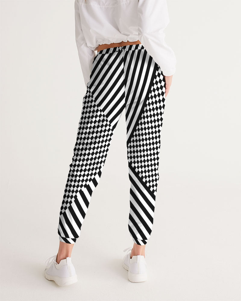 Black & White Checkered Zebra Striped Festival Women's Track Pants - Mind Gone