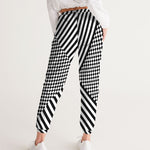 Black & White Checkered Zebra Striped Festival Women's Track Pants - Mind Gone