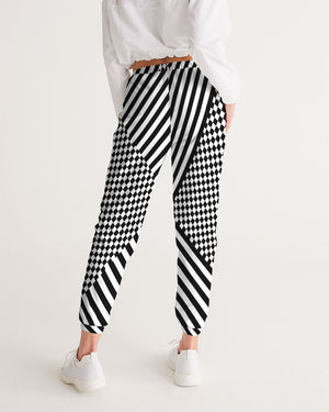 Black & White Checkered Zebra Striped Festival Women's Track Pants - Mind Gone