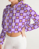 Groovy Hippie Check Floral Women's Cropped Hoodie