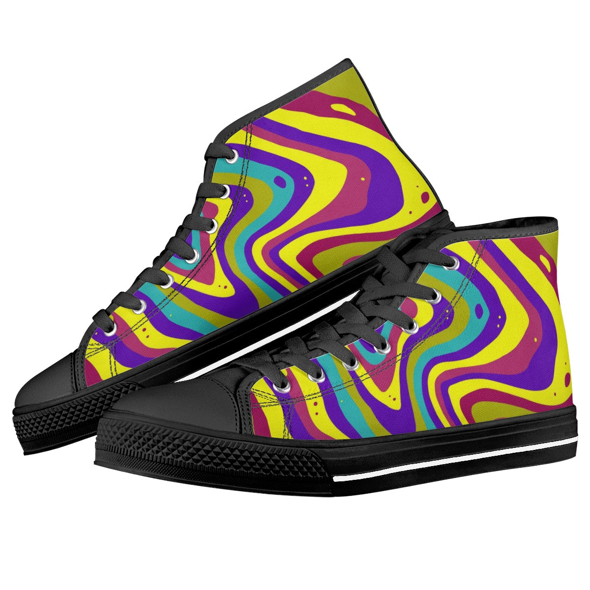 Groovy Hippie Black High Top Canvas Shoes