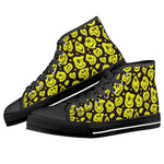 Melting Smiley Faces Drip Black High Top Canvas Shoes