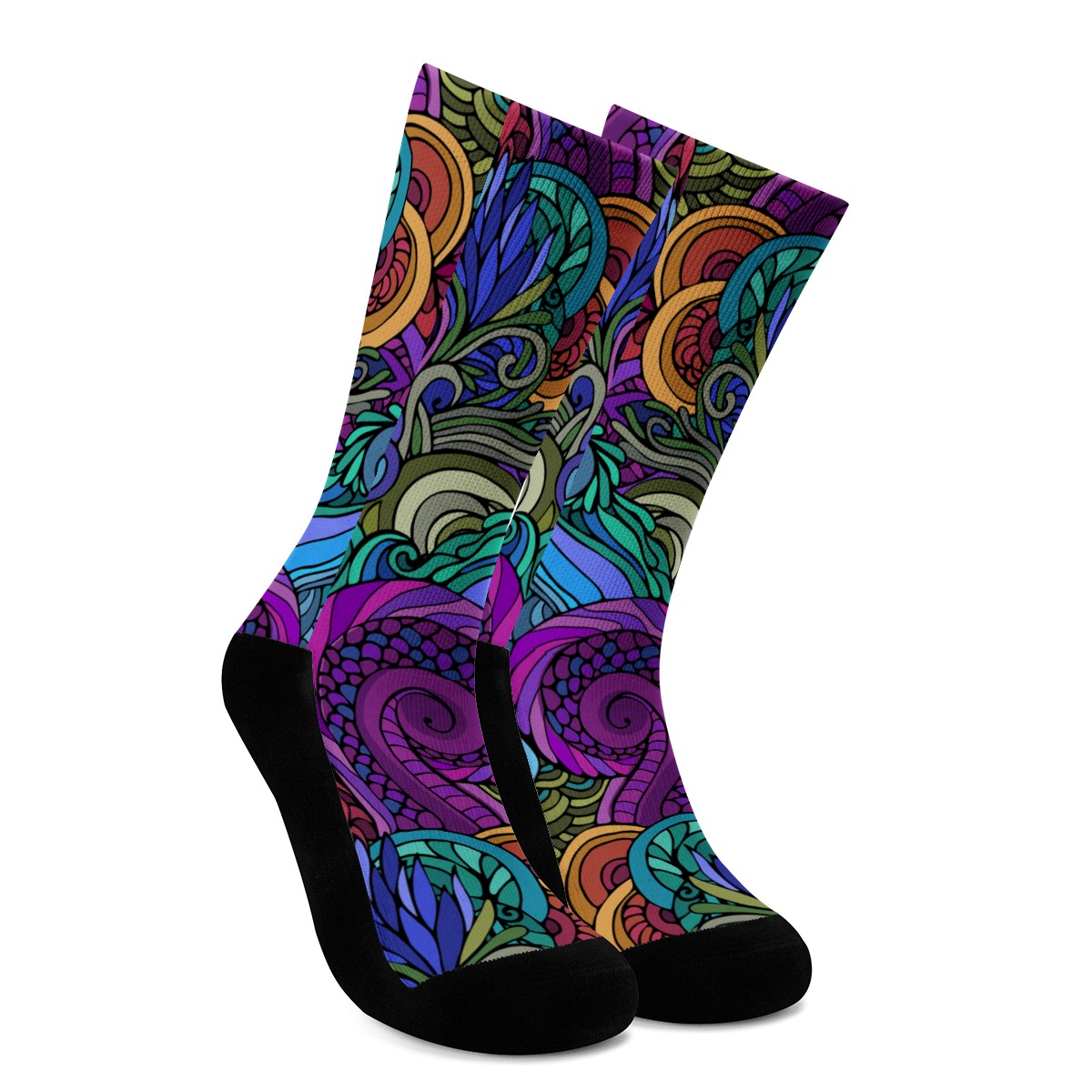 70s Hippie Doodle Crew Socks