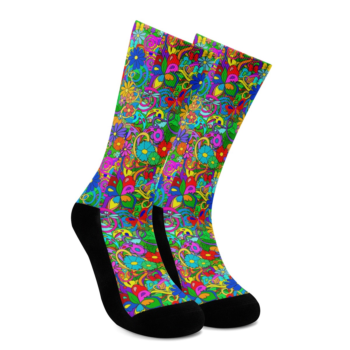 Hippie Flower Power Crew Socks