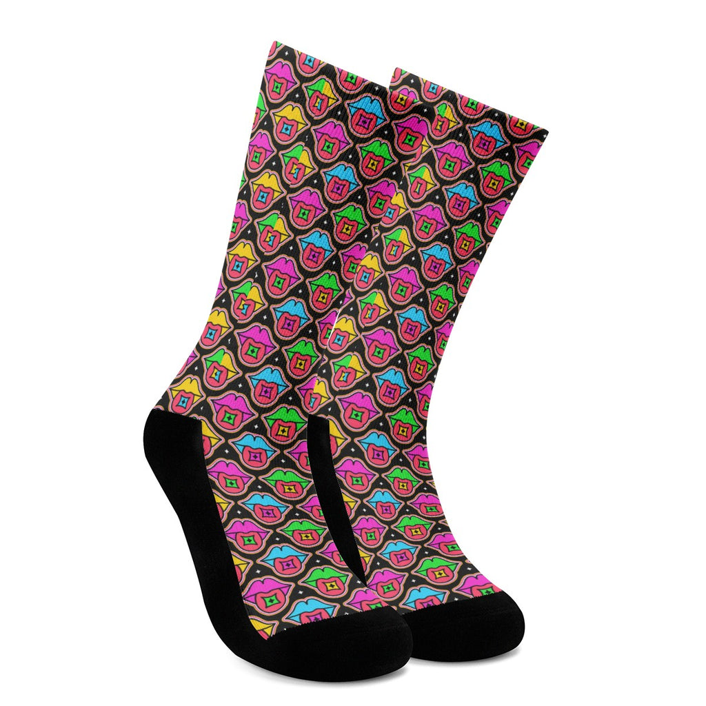 Trippy LSD Blotter Tongue Crew Socks