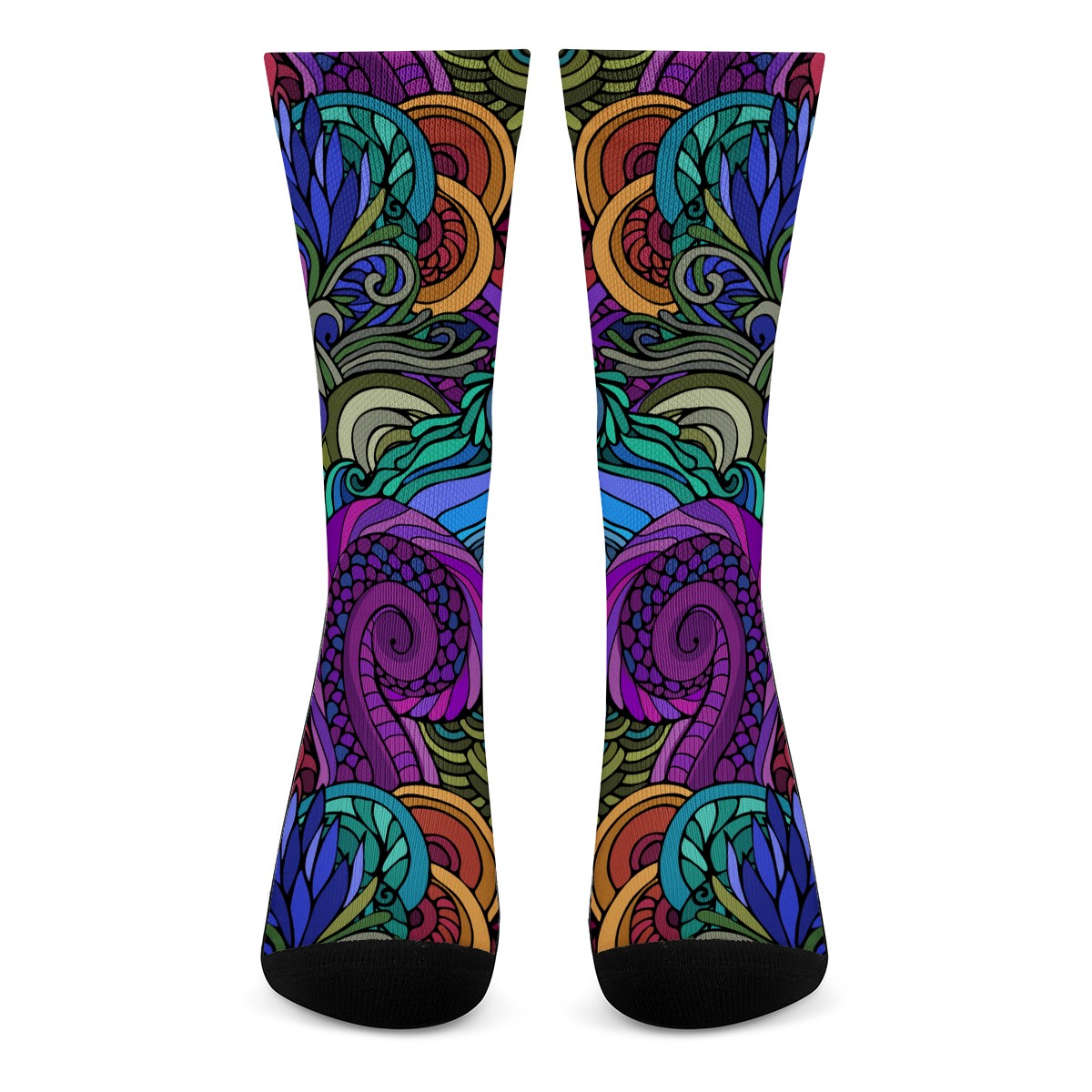 70s Hippie Doodle Crew Socks