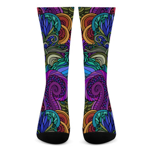 70s Hippie Doodle Crew Socks