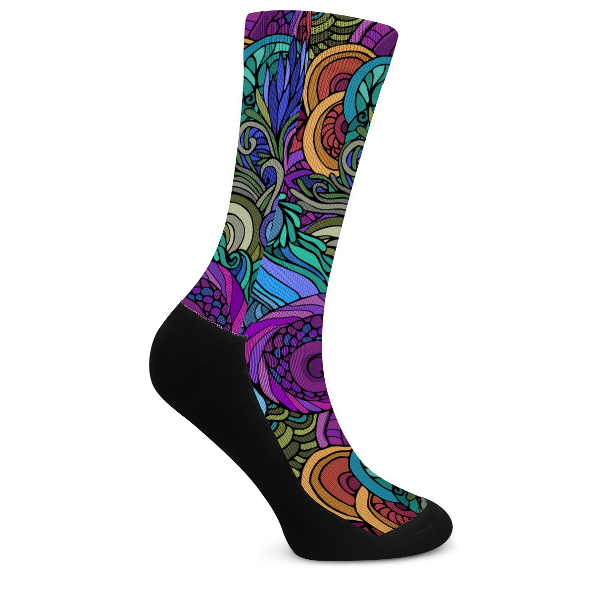 70s Hippie Doodle Crew Socks