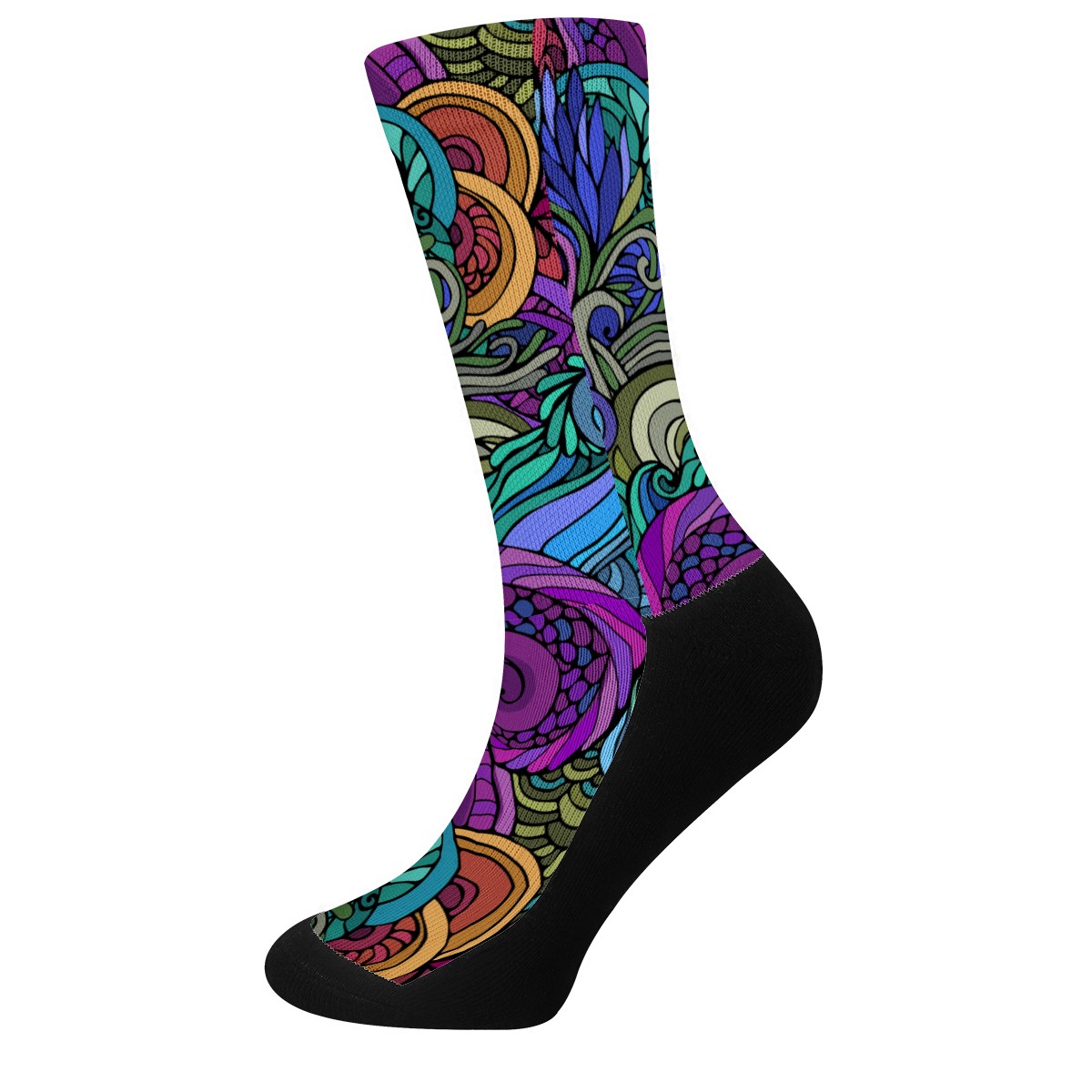 70s Hippie Doodle Crew Socks