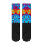Funky Geometric Blue & Orange Crew Socks