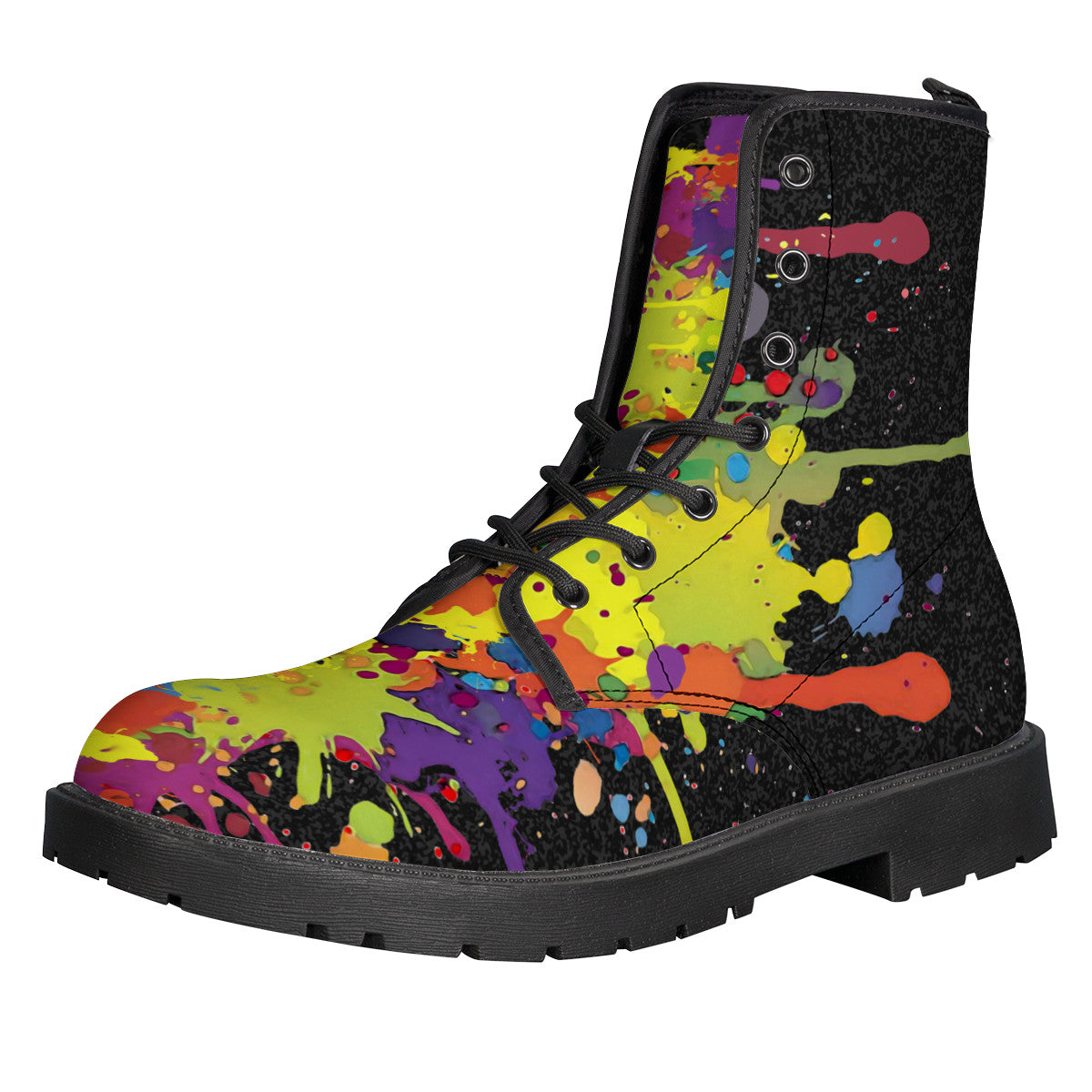 Crazy Paint Splatter Leather Boots - Mind Gone