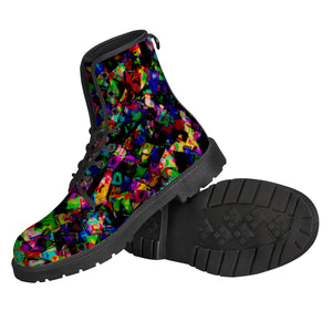 Trippy Abstract Dark Leather Boots - Mind Gone