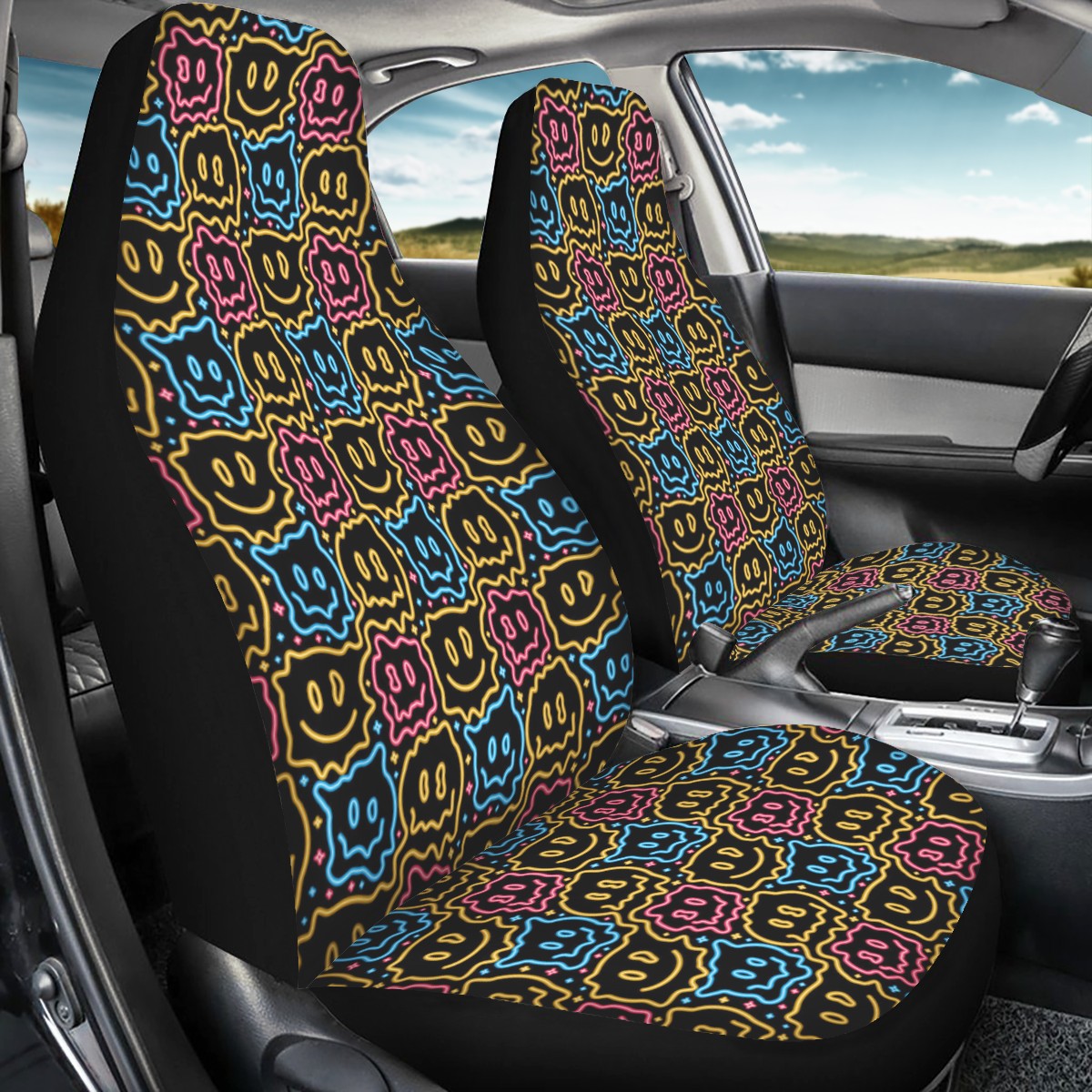 Drippy Smiley Faces Car Seat Covers