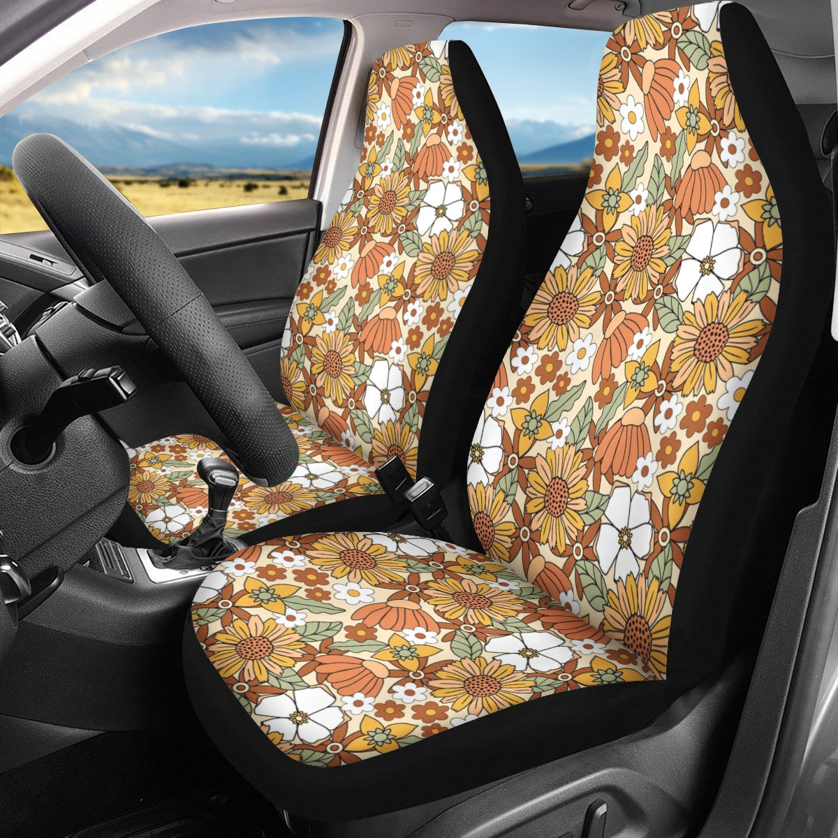 Retro Flower Power Car Seat Covers