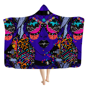 Psychedelia Hippie Lady Hooded Blanket