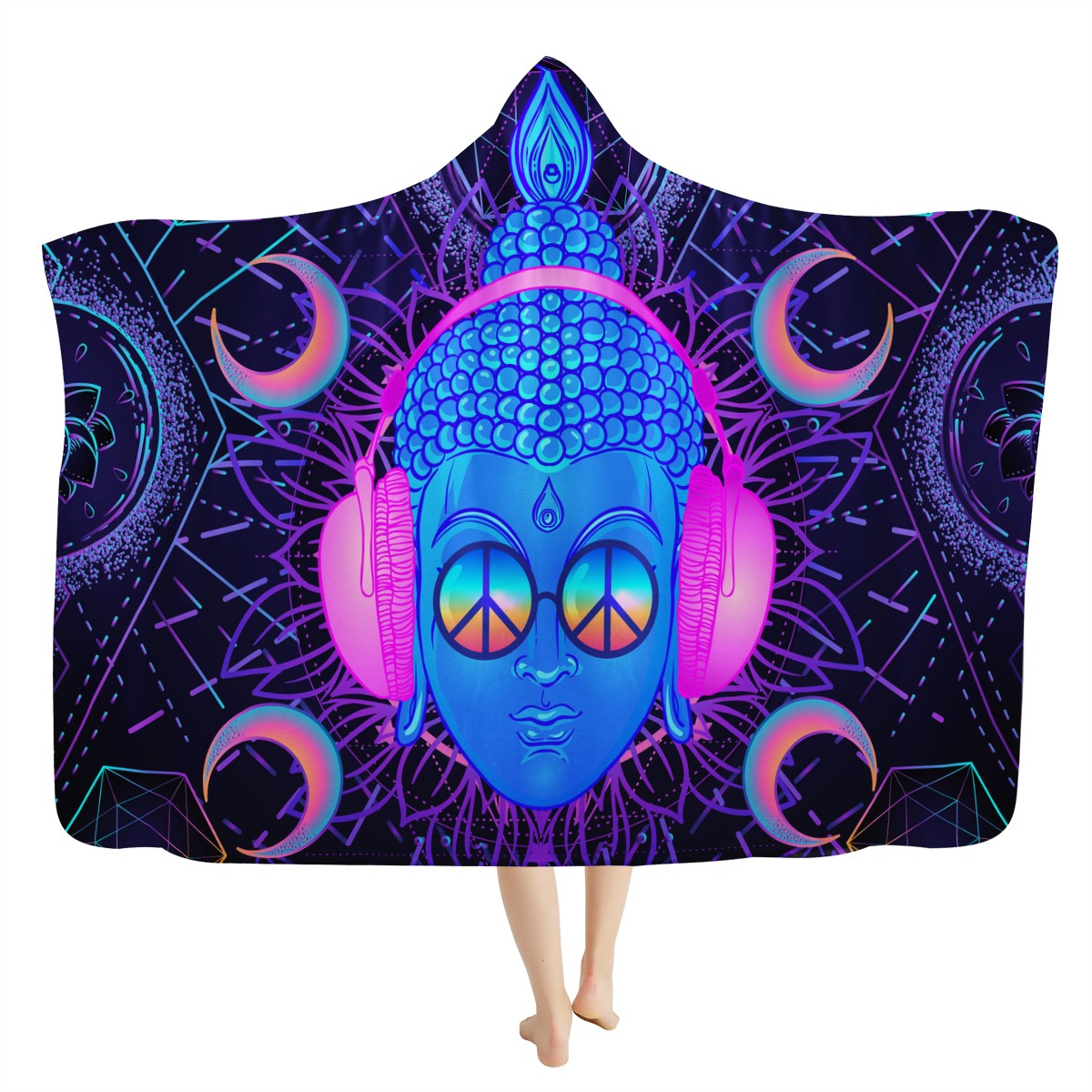 Sacred Hippie Buddha Celestial Hooded Blanket