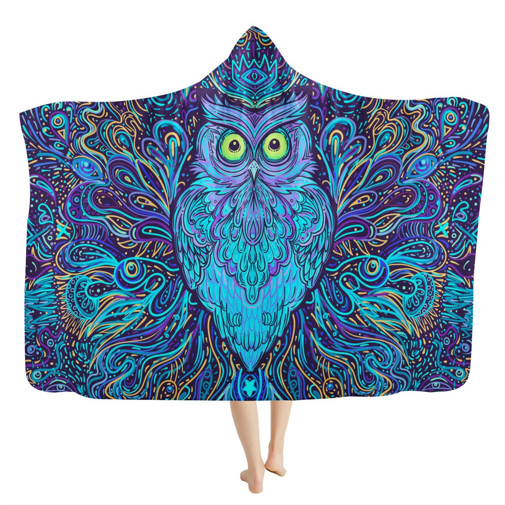 Psychedelic Owl Hooded Blanket