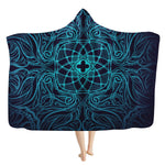 Geometric Teal Hooded Blanket