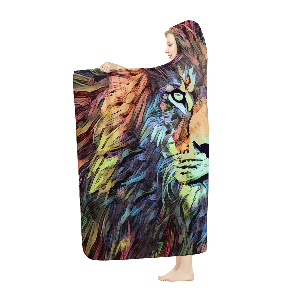 Painted Lion King Of The Jungle Hooded Blanket - Mind Gone