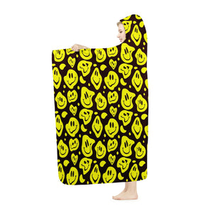 Melting Smiley Faces Drip Hooded Blanket