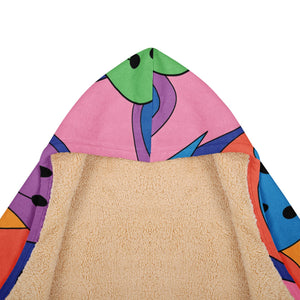 Trippy Rainbow Smiley Faces Hooded Blanket