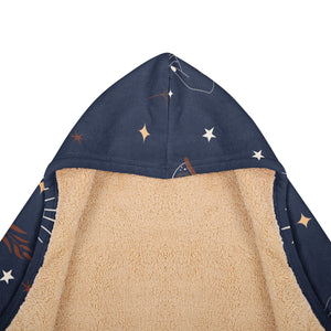 Esoteric Moon Phases Alchemy Stars Hooded Blanket