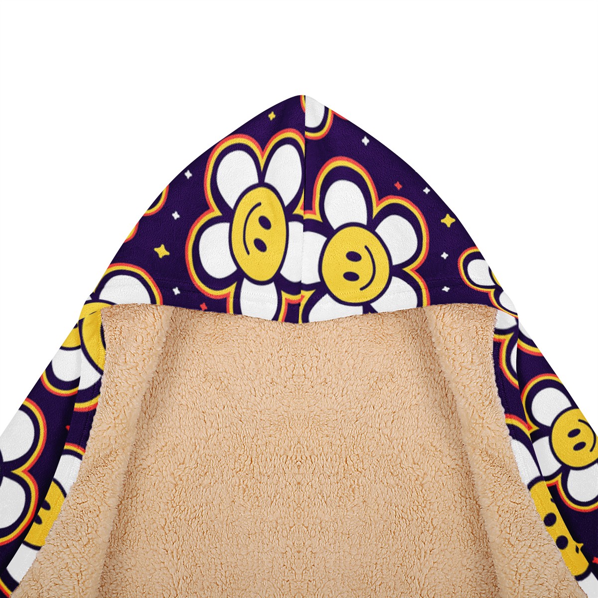 Smiley Face Emoji Flower Hooded Blanket