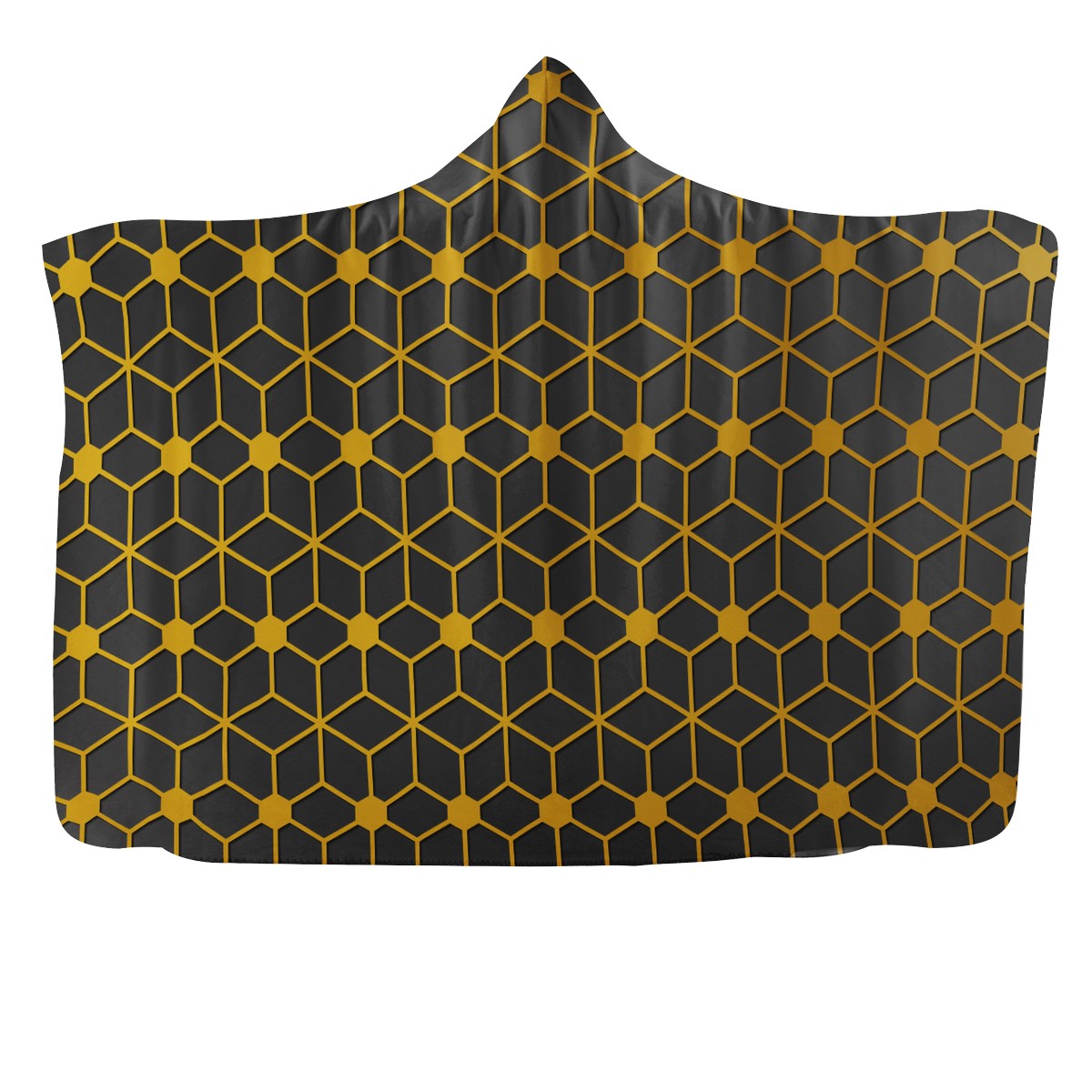 Gold Geometric Cubic Hooded Blanket