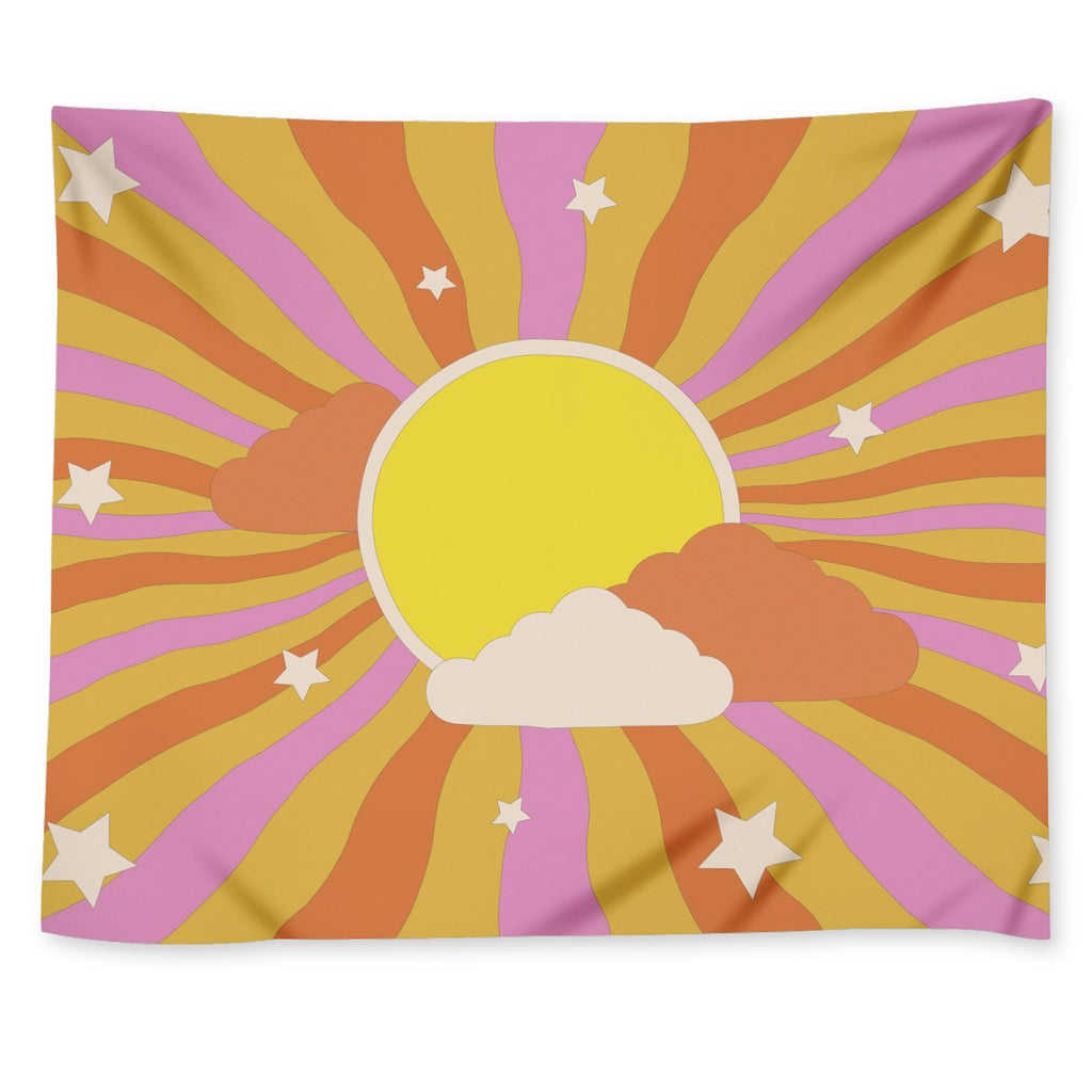 Groovy 70s Hippie Sunset Wall Tapestry