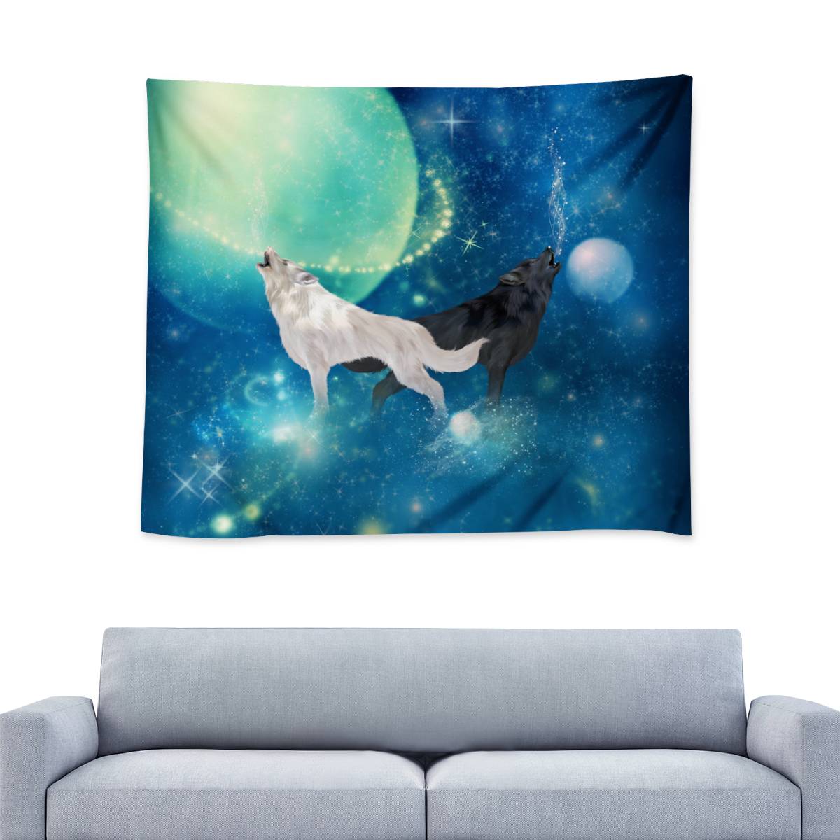 Celestial Howling Wolves Wall Tapestry - Mind Gone