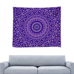 Blue Floral Kaleidoscope Wall Tapestry