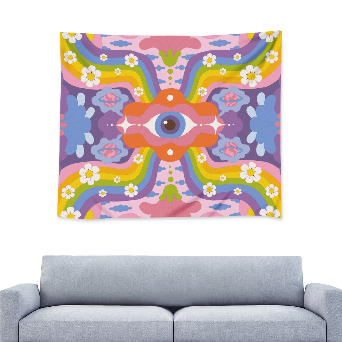 Groovy Hippie Retro Psychedelic Eye Wall Tapestry