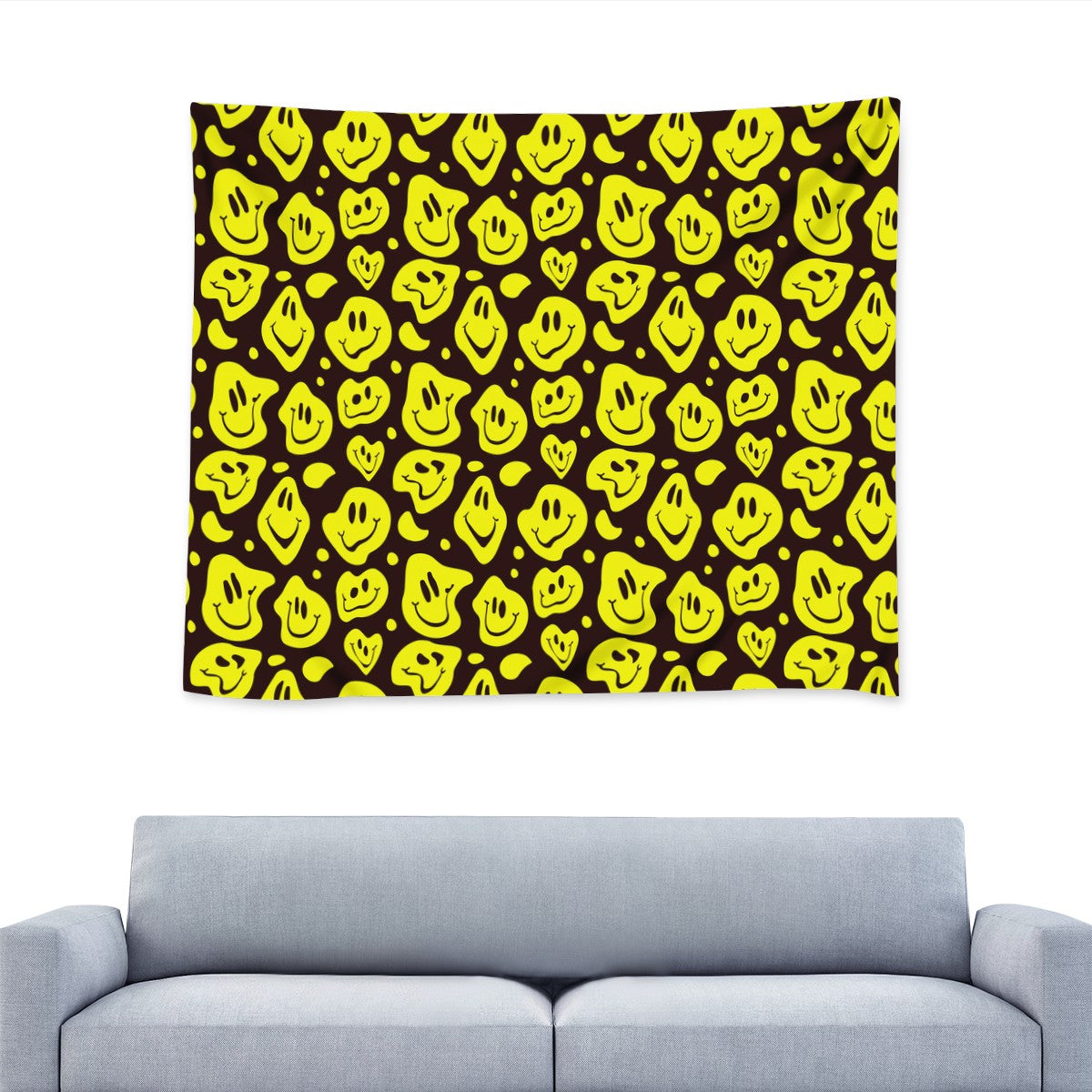 Melting Smiley Faces Drip Wall Tapestry