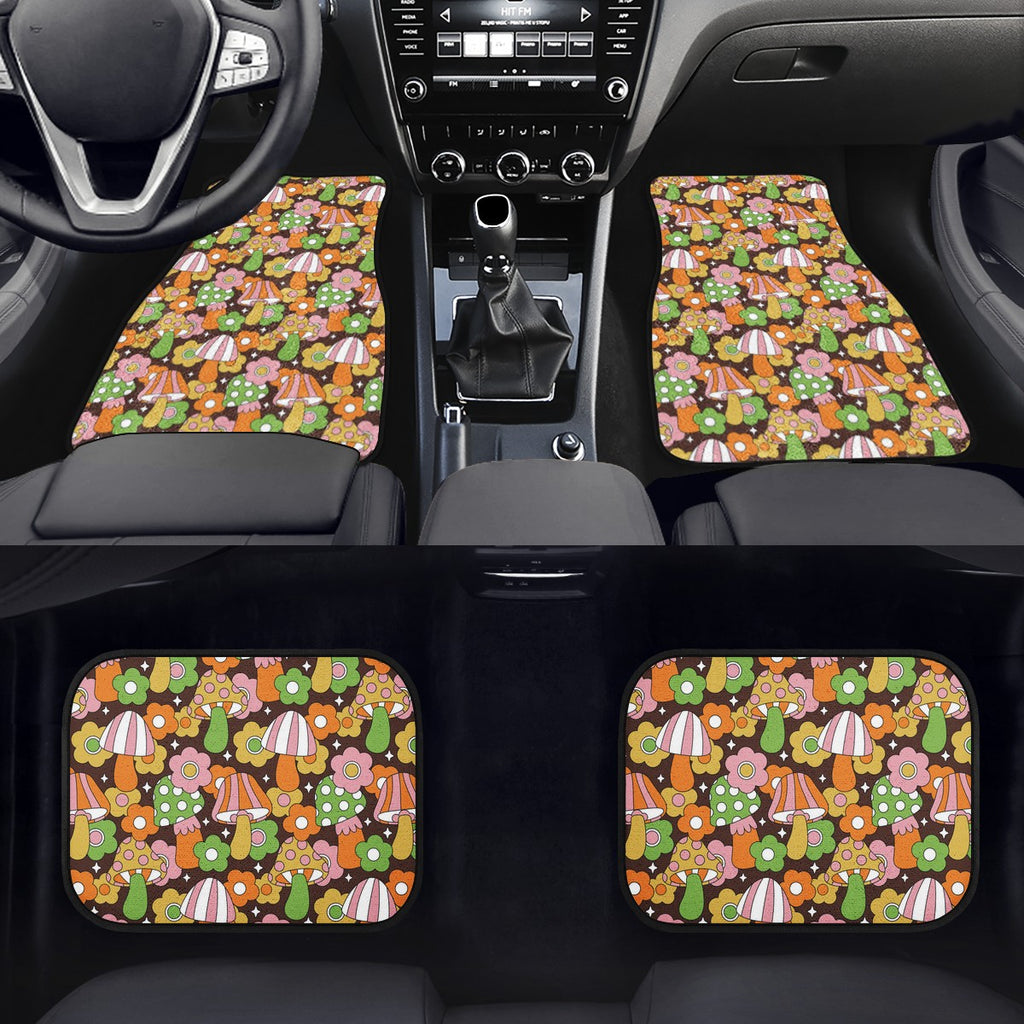 Retro Hippie Mushrooms Car Floor Mats