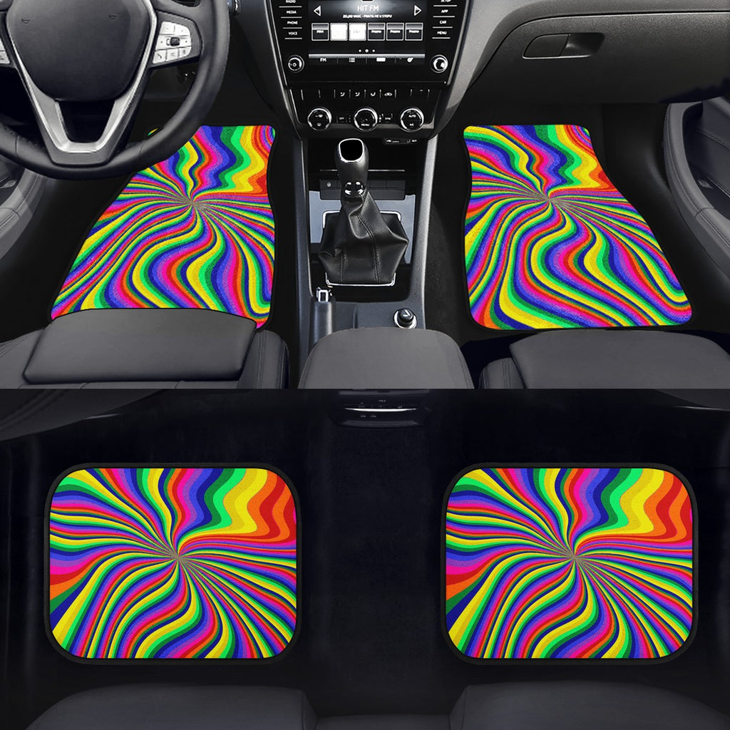 Neon Pour Rainbow Swirl Car Floor Mats