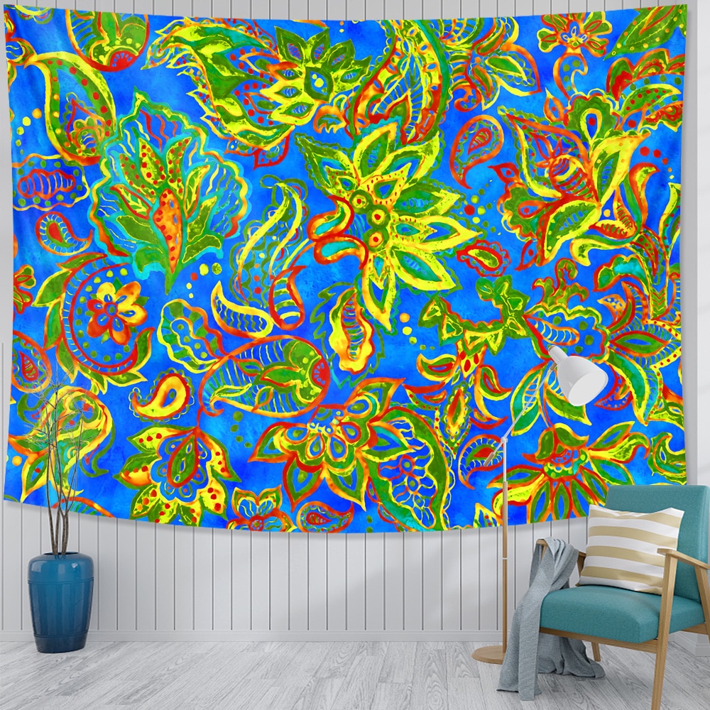Vibrant Floral Art Wall Tapestry